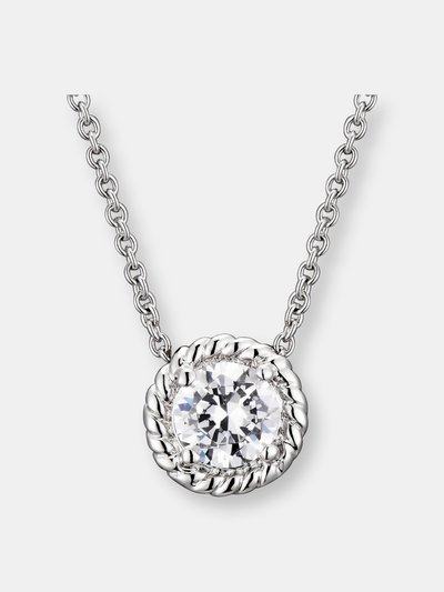 Genevive C.z. Sterling Silver Round Cable Stud Pendant product