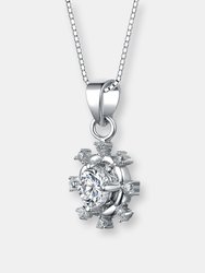 Cz Sterling Silver Round Pendant Surrounded With Hearts