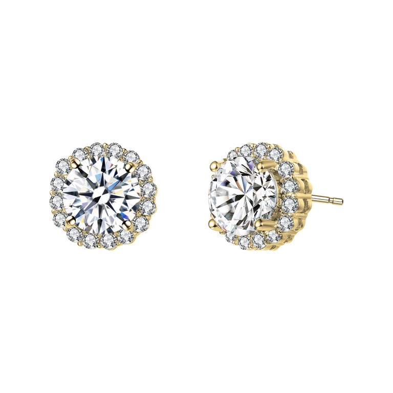 Elegant Simulated Diamond Stud Earrings - Gold