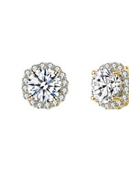 Elegant Simulated Diamond Stud Earrings - Gold