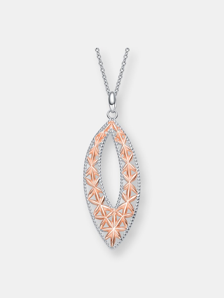 Elegant Sterling Silver Two-Tone Pendant Necklace - Pink