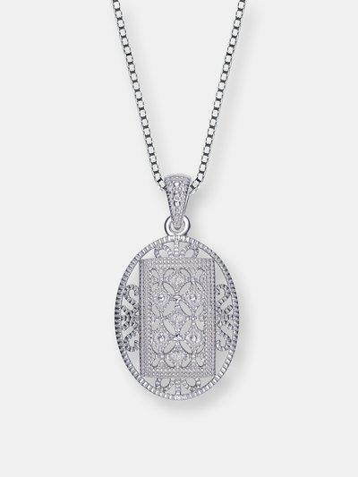 Genevive Filigree Oval Sterling Silver Pendant Bridesmaid Jewelry product