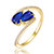 Genevive Sterling Silver 14K Gold Plated and Sapphire Cubic Zirconia Bypass Engagement Ring - Blue