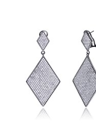 Genevive Sterling Silver Black Plated Cubic Zirconia Pave Drop Earrings