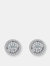 Genevive Sterling Silver Clear Round Cubic Zirconia Stud Earrings