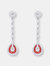 GENEVIVE Sterling Silver Coral Cubic Zirconia Drop Earrings - Red