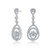 Genevive Sterling Silver Cubic Zirconia Accent Double Pear Drop Earrings - White