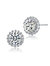 Genevive Sterling Silver Cubic Zirconia Button Stud Earrings - White