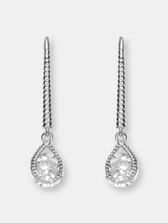 Genevive Sterling Silver Cubic Zirconia Dangle Earrings - Silver