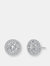 Genevive Sterling Silver Cubic Zirconia Framed Stud Earrings - White