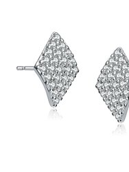 Genevive Sterling Silver Cubic Zirconia Kite Stud Earrings