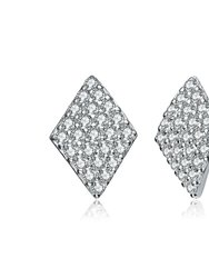 Genevive Sterling Silver Cubic Zirconia Kite Stud Earrings - White