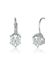 Genevive Sterling Silver Cubic Zirconia Leverback Drop Earrings - White