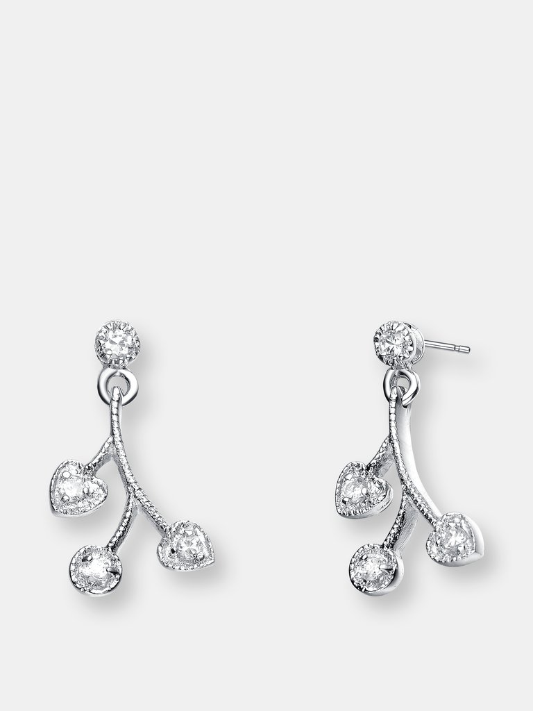 Genevive Sterling Silver Cubic Zirconia Modern Stud  Earrings