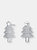 Genevive Sterling Silver Cubic Zirconia Pave Christmas Tree Earrings - Silver