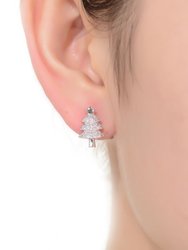 Genevive Sterling Silver Cubic Zirconia Pave Christmas Tree Earrings