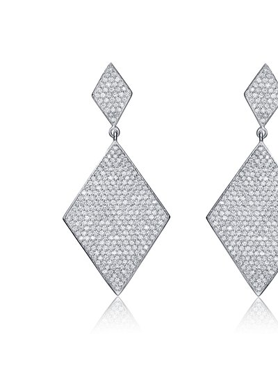 Genevive GENEVIVE Sterling Silver Cubic Zirconia Pave Drop Earrings product