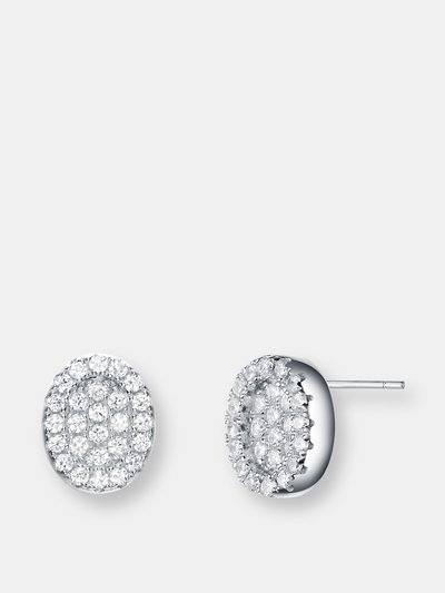 Genevive Genevive Sterling Silver Cubic Zirconia Pave Oval Stud Earrings product