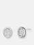 Genevive Sterling Silver Cubic Zirconia Pave Oval Stud Earrings - Silver