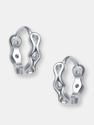 Genevive Sterling Silver Cubic Zirconia Small Round Hoop Earrings
