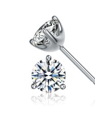 Genevive Sterling Silver Cubic Zirconia Solitaire Stud Earrings