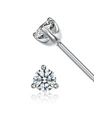 Genevive Sterling Silver Cubic Zirconia Solitaire Stud Earrings