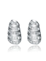 Genevive Sterling Silver Cubic Zirconia Spiral Earrings - Silver
