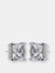 Genevive Sterling Silver Cubic Zirconia Square Stud Earrings