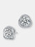 Genevive Sterling Silver Cubic Zirconia Swirl Halo Stud Earrings - Silver