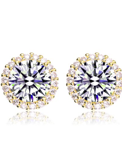 Genevive Genevive Sterling Silver Gold Plated Cubic Zirconia Button Stud Earrings product