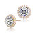 Genevive Sterling Silver Gold Plated Cubic Zirconia Button Stud Earrings
