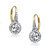 GENEVIVE Sterling Silver Gold Plated Cubic Zirconia Halo Leverback Drop Earrings