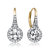 GENEVIVE Sterling Silver Gold Plated Cubic Zirconia Halo Leverback Drop Earrings - Gold