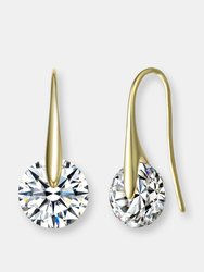 GENEVIVE Sterling Silver Gold Plated Cubic Zirconia Hook Earrings - Gold