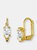 Genevive Sterling Silver Gold Plated Cubic Zirconia Leverback Drop Earrings - Gold