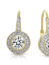 GENEVIVE Sterling Silver Gold Plated Cubic Zirconia Round Drop Earrings