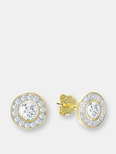 Genevive Genevive Sterling Silver Gold Plated Cubic Zirconia Round Stud Earrings product