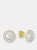 Genevive Sterling Silver Gold Plated Cubic Zirconia Round Stud Earrings - Gold