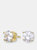 Genevive Sterling Silver Gold Plated Cubic Zirconia Solitaire Stud Earrings - Gold