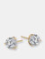 GENEVIVE Sterling Silver Gold Plated Cubic Zirconia Solitaire Stud Earrings - Gold