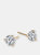 Genevive Sterling Silver Gold Plated Cubic Zirconia Solitaire Stud Earrings - Gold