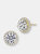 Genevive Sterling Silver Gold Plated Cubic Zirconia Stud Earrings - Gold