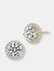 Genevive Sterling Silver Gold Plated Cubic Zirconia Stud Earrings - Gold