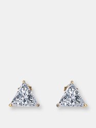 Genevive Sterling Silver Gold Plated Cubic Zirconia Triangle Earrings - Gold