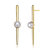 Genevive Sterling Silver Gold Plated Freshwater Pearl Bar Drop Earrings - Gold