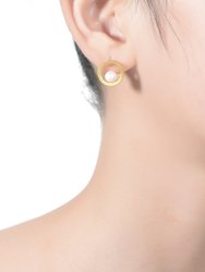 GENEVIVE Sterling Silver Gold Plated Freshwater Pearl Stud Earrings