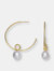 Genevive Sterling Silver Gold Plated Freshwater Round Pearl Hoop Earrings - Gold