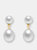 Genevive Sterling Silver Gold Plated White Pearl Drop Earrings - Gold