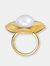 Genevive Sterling Silver Gold Plated with Genuine Freshwater Pearl Floral Ring