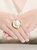 Genevive Sterling Silver Gold Plated with Genuine Freshwater Pearl Floral Ring